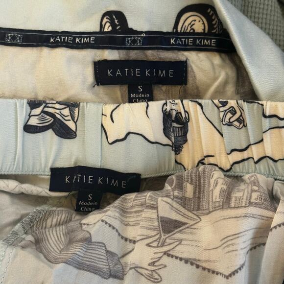 Katie Kime Après Ski Toile Pajama Set Blue Button Up Small Limited Edition - Picture 5 of 5